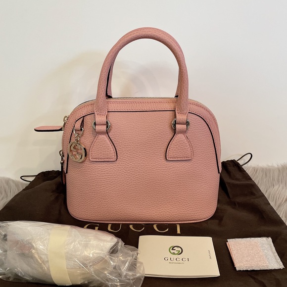 GUCCI 449661 Dollar Calfskin Small GG Charm Dome Bag Soft Pink - Picture 6 of 12